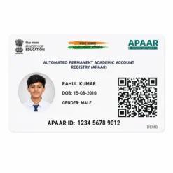 Straight front view of APAAR student PVC ID card printing