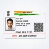 Aadhaar PVC card straight front with matching Hindi and English Rahul Kumar name and visible DOB