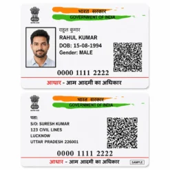 Aadhaar PVC card front and back with consistent Rahul Kumar sample details