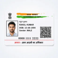 Straight-front Aadhaar PVC card detail with consistent Rahul Kumar identity and DOB