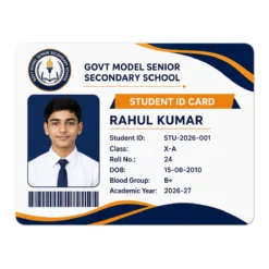 Straight front view of school Student PVC ID card printing