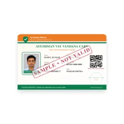 AYUSHMAN VAY VANDANA CARD sample front on a white background