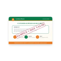 AYUSHMAN VAY VANDANA CARD sample reverse with independent printing notice