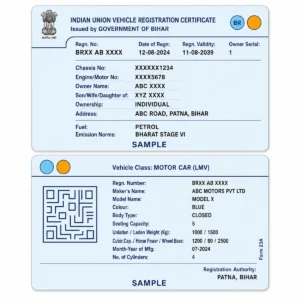 bihar rc pvc card front and reverse PVC print examples