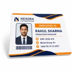 Rounded edge and crisp surface detail of a fictional business PVC ID card