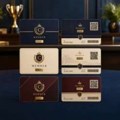 VIP club membership card design options with QR code and barcode