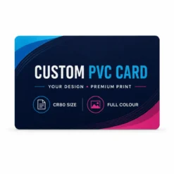 Straight front view of a premium custom PVC card printing sample