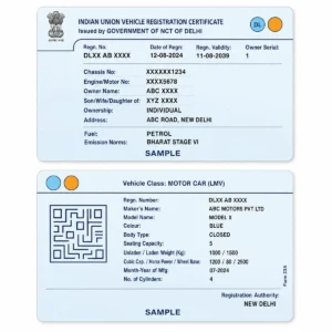 delhi rc pvc card front and reverse PVC print examples