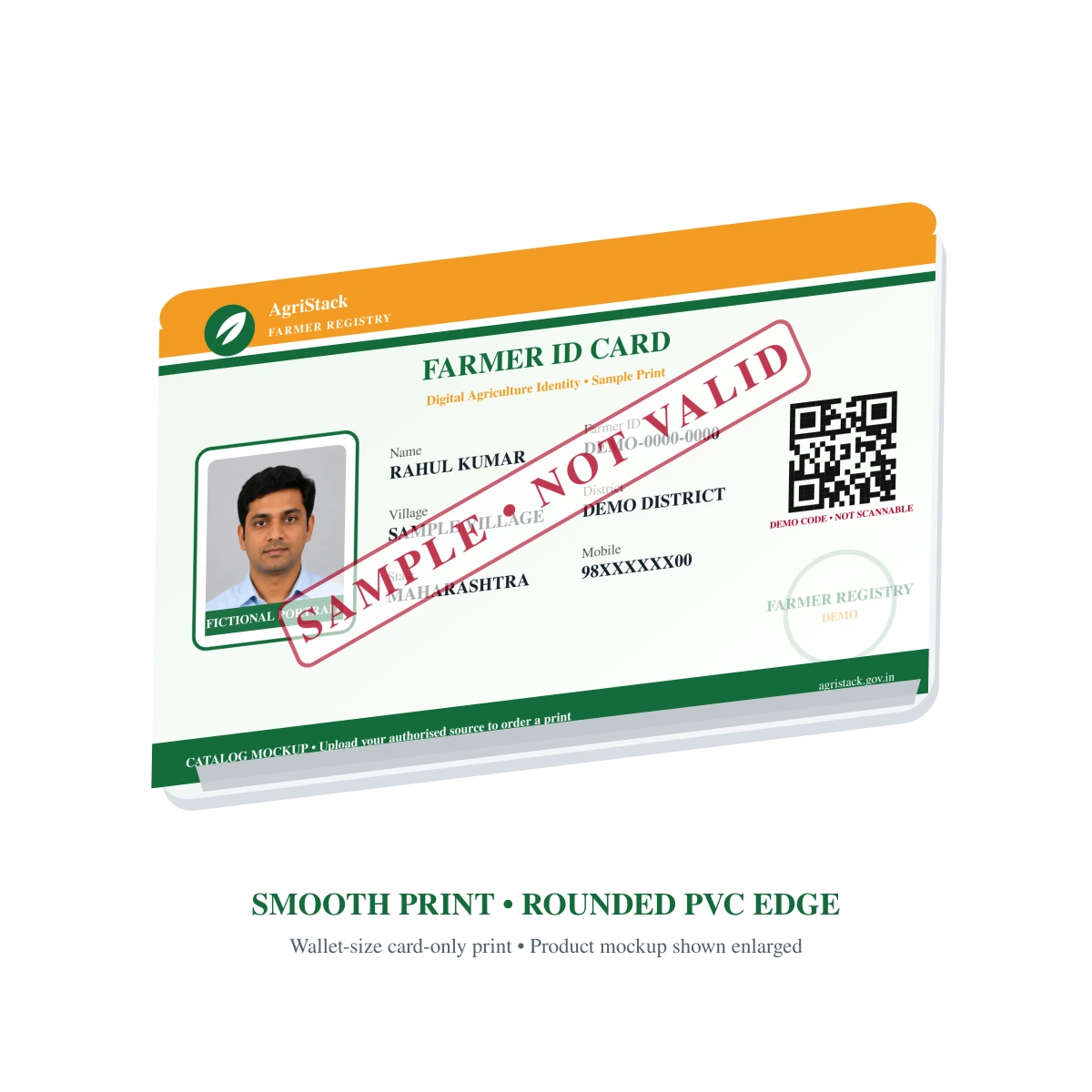 FARMER ID CARD smooth print surface and rounded PVC edge sample