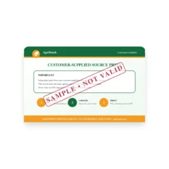 FARMER ID CARD sample reverse with independent printing notice