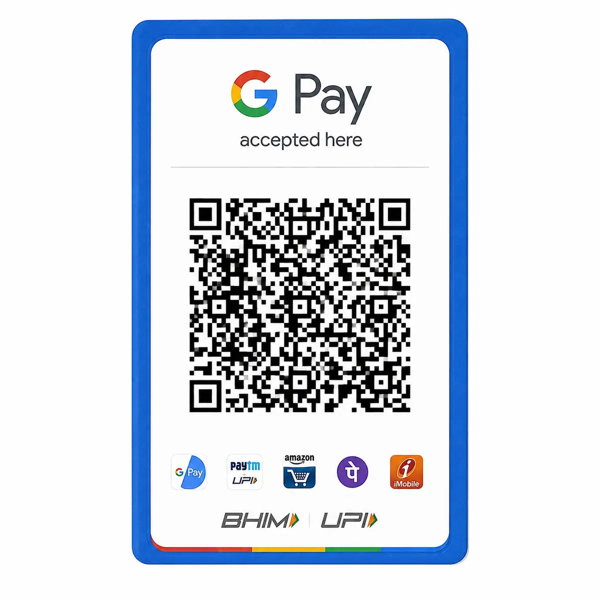 Google Pay QR Code PVC Card – clear wallet-size PVC print sample