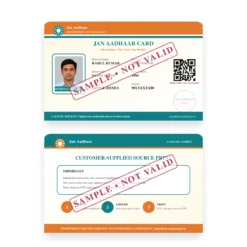 JAN AADHAAR CARD sample front and reverse shown at equal size