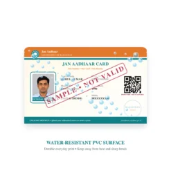 JAN AADHAAR CARD water-resistant PVC surface sample