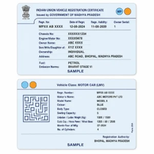 madhya pradesh rc pvc card front and reverse PVC print examples