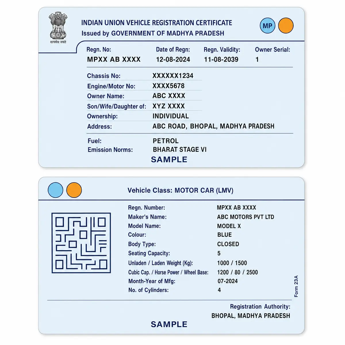 madhya pradesh rc pvc card print example 3