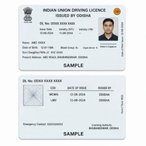 odisha driving licence pvc card front and reverse PVC print examples