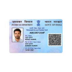 Straight PAN card PVC front with fictional Rahul Kumar details and ABCDE1234F