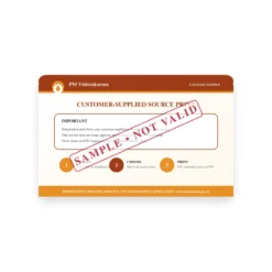 BENEFICIARY IDENTITY CARD sample reverse with independent printing notice