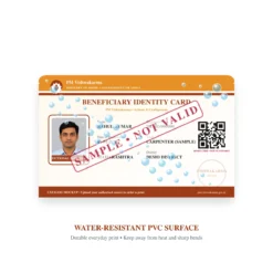 BENEFICIARY IDENTITY CARD water-resistant PVC surface sample