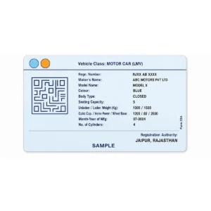 rajasthan rc pvc card reverse printing sample with fictional details