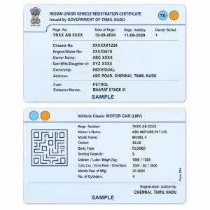 tamil nadu rc pvc card front and reverse PVC print examples