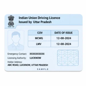 Uttar Pradesh driving licence PVC card reverse printing sample