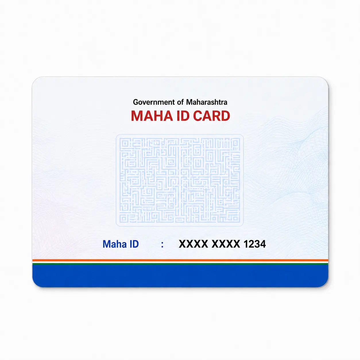 Maha ID PVC card reverse view with decorative nonfunctional code