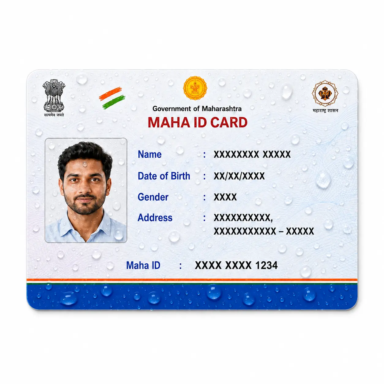 Water-resistant Maha ID PVC card print with clear protective finish