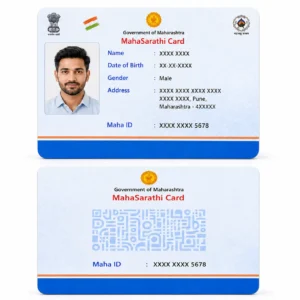 MahaSarathi Maha ID PVC card front and back shown at equal size